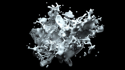 牛奶飞溅矢量计算机生成了一个类似于牛奶凝块或白色液体的物体 在黑色背景上有许多喷雾隔离  3D渲染飞溅美丽电脑奶制品喷雾剂珊瑚曲线海浪酸奶养背景