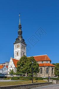 爱沙尼亚塔林圣尼古拉教堂尖塔城市建筑学历史蓝色宗教教会地标公园旅游图片