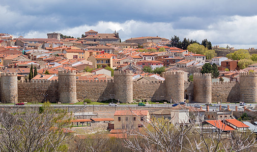 具有历史意义的阿维拉市城堡建筑堡垒文化遗产旅行村庄墙壁景观旅游图片