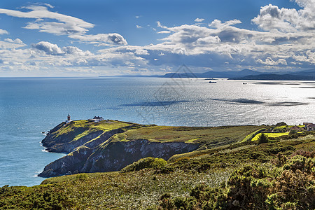 茶海爱尔兰豪斯岛旅行天空旅游悬崖岩石海岸海洋灯塔海岸线蓝色背景