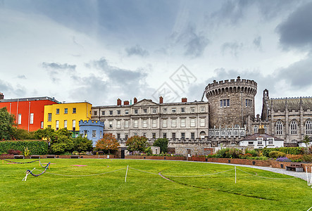 爱尔兰都柏林城堡天空绿色花园建筑首都历史城市地标旅游院子图片