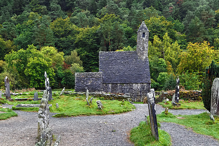 爱尔兰格伦达洛圣凯文教堂历史地标石头圆形历史性建筑教会建筑学旅行宗教图片