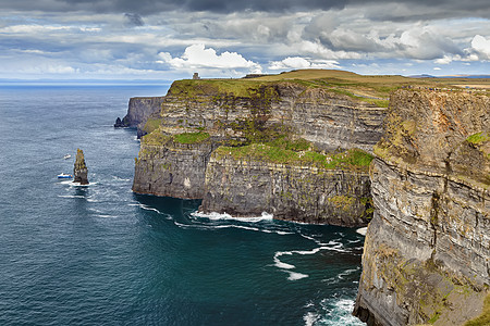 爱尔兰莫赫尔裂缝海岸岩石海洋旅行天空悬崖风景石头海岸线图片
