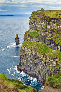 爱尔兰莫赫尔裂缝悬崖海岸线风景天空石头海岸旅行海洋岩石图片