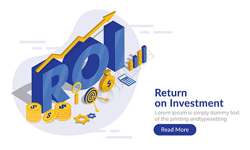 蓝色 3d 文本 ROI 与信息图表元素财务信息字符图片