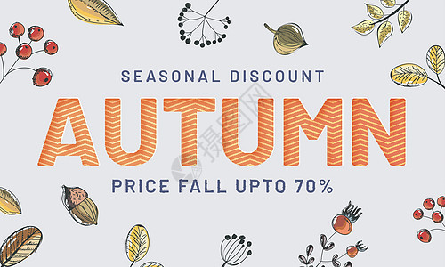季节性折扣秋季销售标头或横幅设计与 de图片