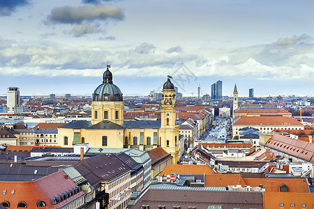 德国慕尼黑空中观察 德国慕尼黑房子城市建筑观光市中心圆顶旅行天线历史建筑学图片