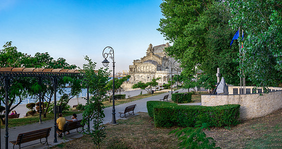罗马尼亚君士坦塔市的银行业纪念碑庭院建筑学旅行城市街道海岸港口地区正方形图片