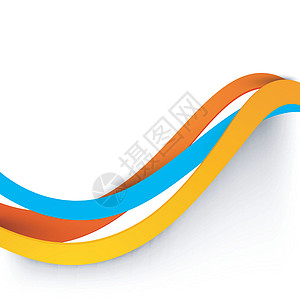 白色背景上的彩色波浪蓝色墙纸海浪条纹黄色插图技术辉光网络横幅图片