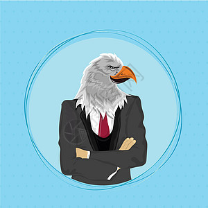 西装鹰鸟拟人化设计图片