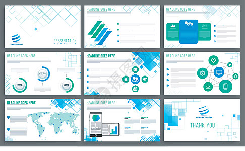 具有信息图表元素的抽象演示文稿模板图片