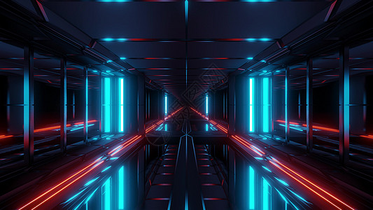 无尽的未来科幻科幻隧道走廊空间机库3d插画背景壁纸反射玻璃窗样子外星人玻璃底橙子运动小说辉光艺术图片