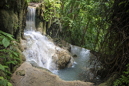 艾拉旺坠落环境水池瀑布叶子丛林天堂旅游林地植物森林图片