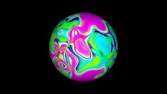 具有液体迷幻表面的球体抽象 3D 计算机生成的背景印迹活力流动装饰打印电脑角果艺术装饰品风格图片