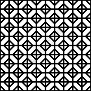 黑色和白色的无缝几何图案 日式 Kumiko激光屏幕网格格子正方形工艺木头马赛克商事墙纸图片