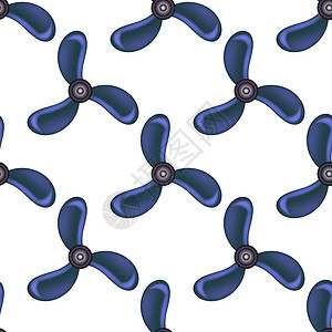白色背景上孤立的蓝色螺旋桨图标无缝图案图片