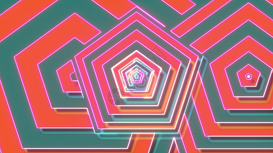 计算机生成的 web 现代背景 五颜六色的图案  3d 渲染抽象几何形状旋转频率音乐漩涡八角形光谱电脑马赛克花环插图图片