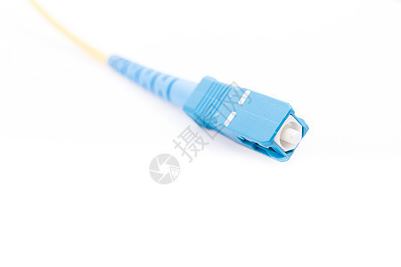 用于网络隔离的光纤电缆工程乐器技术通讯白色工作全球互联网玻璃插头图片