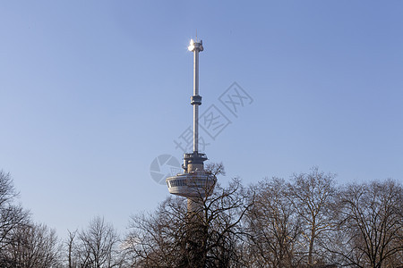 位于鹿特丹公园的视图背景城市图标“Eu”图片