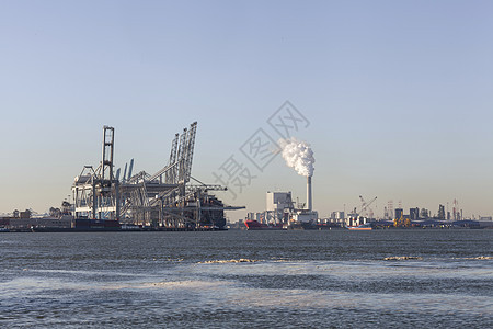 黄昏 现代港和环全球集装箱集装箱货运码头图片