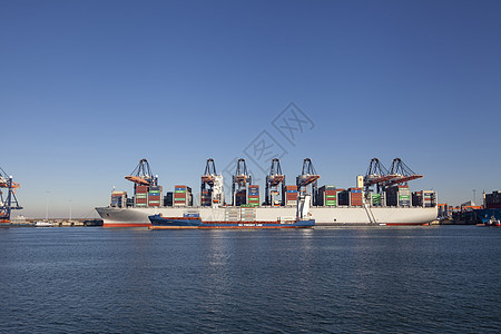 在港口港码头卸载和装载集装箱货船 装卸图片
