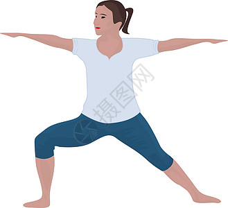 沉思的女孩瑜伽 pos 的女孩沉思娱乐训练平衡专注精神运动福利女士体操插画