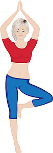 沉思的女孩瑜伽 pos 的女孩专注姿势精神平衡女性运动青年冥想活力体操插画