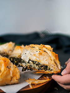 斯帕纳科皮塔菠菜派桌子脆皮美食烹饪豆腐糕点菠菜美味食谱图片