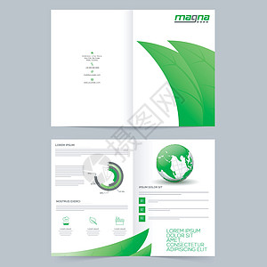 四页生态宣传册设计报告传单推介会办公室小册子信息横幅杂志地球仪叶子图片