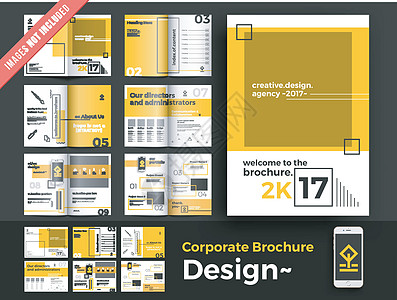 为您的业务促销设置的多页黄色传单商业文档生长封面模板广告公司营销设计身份图片