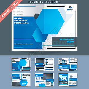 为您的业务促销设置的多页蓝色传单封面商业设计生长公司广告营销模板文档身份背景图片