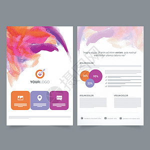 两页业务宣传册模板年度笔触文件夹办公室目录报告商业海报公司传单背景图片