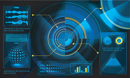 商业应用程序的 HUD UI医疗雷达技术展示经济学文档数据图表碎石教育图片