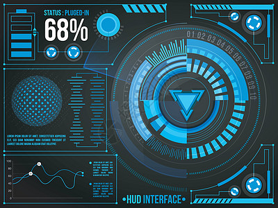 商业应用程序的 HUD UI技术文档经济学医疗数据教育碎石展示图表显示器背景图片