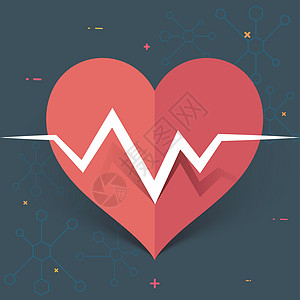 用于医学概念的带心跳脉搏的纸心图片
