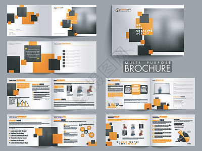 十二页现代多用途小册子集小册子报告目录杂志营销创造力推介会横幅办公室年度图片