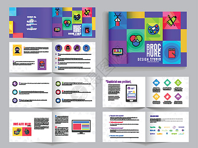 多页小册子传单设计包 紫色 fo文档身份公司目录宣传册图片