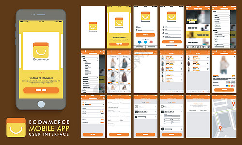 电子商务在线购物 UIUX 和 GUI 模板布局零售技术公司用户店铺界面屏幕互联网支付电话图片