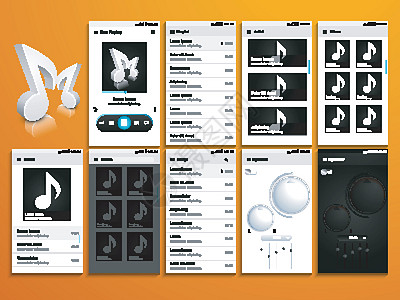 音乐移动 UIUX 或 GUI 设计技术界面网页预报推介会列表艺术家按钮菜单环境图片