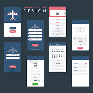 旅游手机APP UI设计用户电子商务航班日历飞机设备商业运输反应界面图片