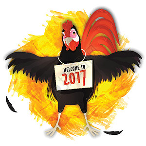 中国新年庆典的公鸡八字十二生肖动物母鸡笔触卡通片木板欢迎图片