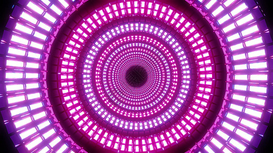 无穷无尽的抽象圆形彩色设计 带有白色图案 3d 插图壁纸背景反光隧道运动紫色反射渲染粉色图片