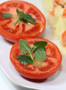 有机番茄烹饪枝条美食草本植物绿色西红柿树叶水平饮食香料图片