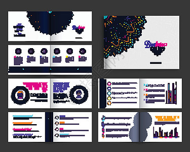 完整的小册子集与花卉设计信息杂志艺术创造力报告公司商业小册子营销推介会图片