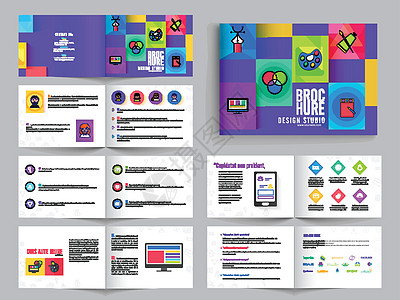 多页小册子传单设计包 紫色 fo公司身份宣传册目录文档图片