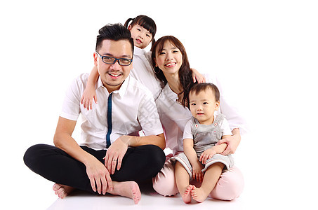 亚洲家庭全家福儿子喜悦工作室父亲女性女儿父母男生孩子图片