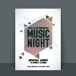 音乐之夜模板横幅或传单夜店庆典展示娱乐舞蹈派对夜生活音乐会海报小册子图片