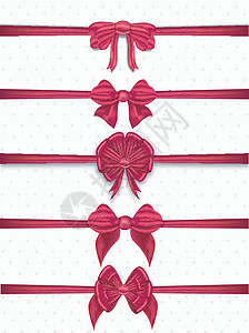 优雅的装饰红丝带的集合横幅套装古董卷曲漩涡状金丝标签曲线图片
