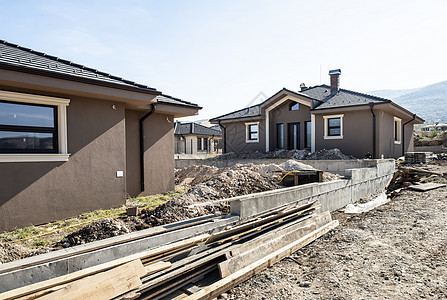 新建建筑房工作建筑木工住房住宅脚手架屋顶框架木头房子图片