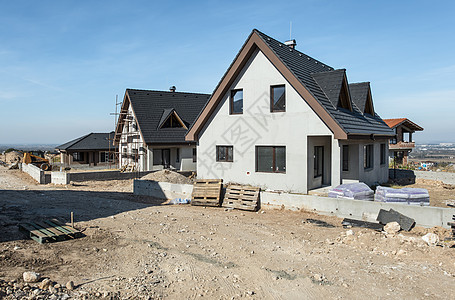 新建建筑房房屋工作脚手架屋顶建筑住房住宅木工木头建筑学图片